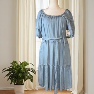 Karen Kane Light Blue Tiered Midi Dress – Size Large – NWT
